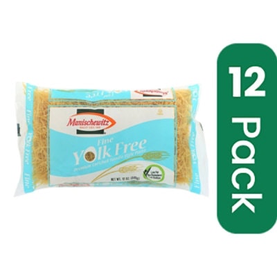 Manischewitz Noodle Yolk Free Fine - 12 Ounce (Pack of 12)