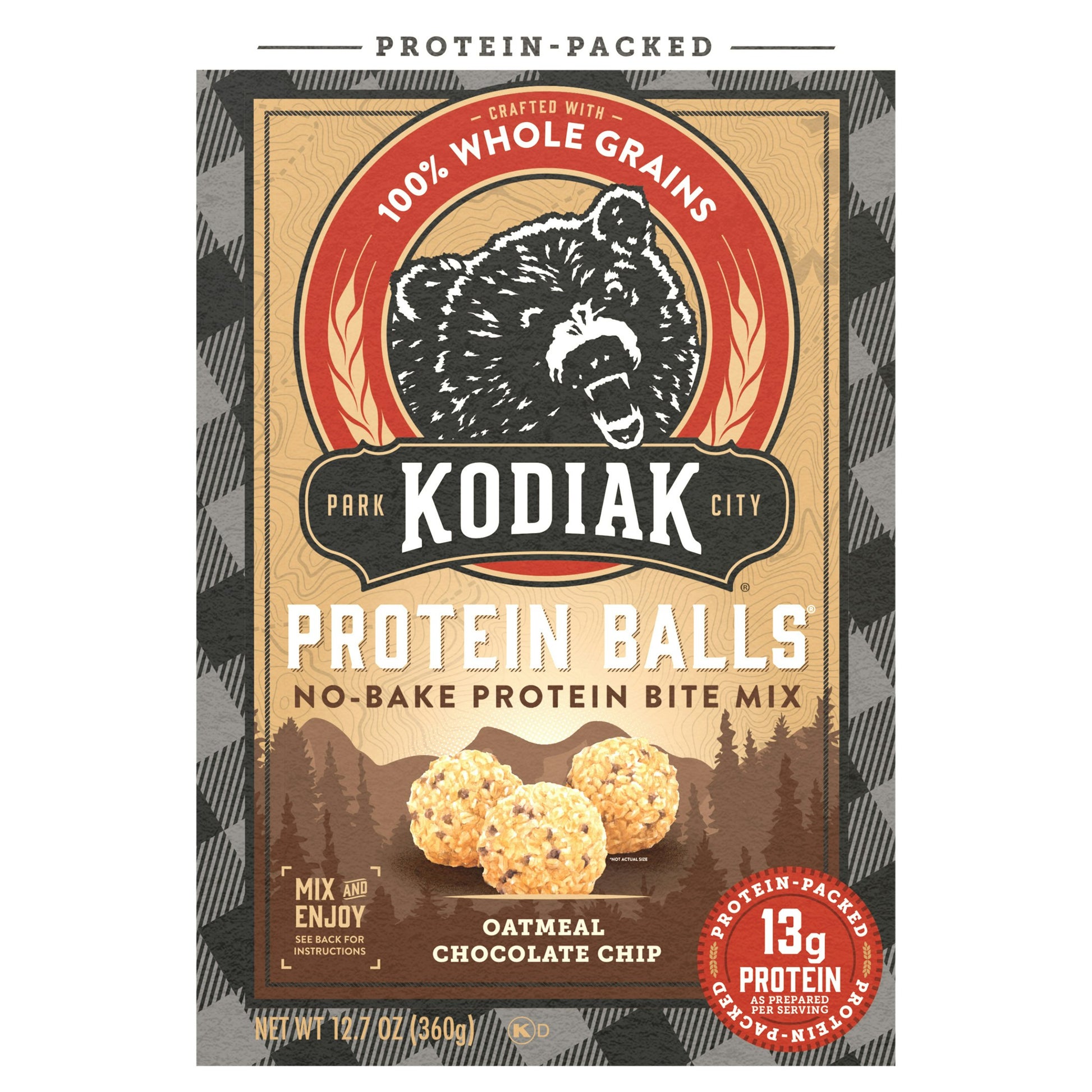 Kodiak Mix Oat Chocolate Chip Protein Balls 12.7 Oz (Pack of 6)