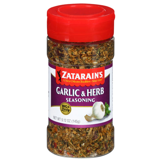 Zatarains Garlic & Herb Seasoning Big & Zesty 5.12 Oz (Pack of 6)