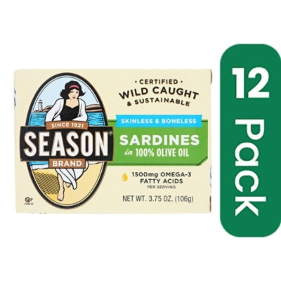 Season Sardines Skinless Boneless In Oil - 3.75 oz (Pack of 12)