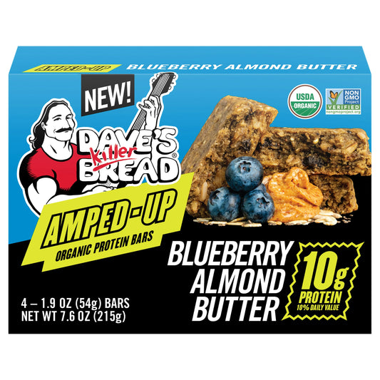 Daves Killer Bread Bar Protein Organic Blueberry Almond 7.6 Oz Pack of 6