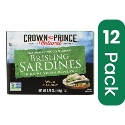 Crown Prince Sardines Brisling In Extra Virgin Olive Oil - 3.75 oz (Pack of 12)
