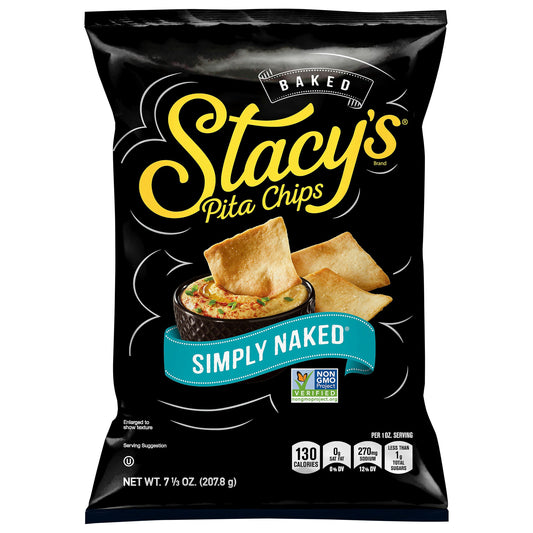 Stacys Pita Chip Pita Large Simply Naked 7.33 oz (Pack of 12)