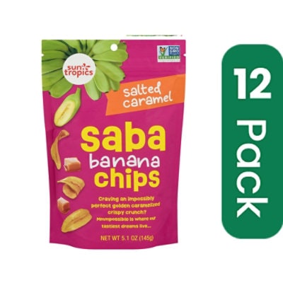 Sun Tropics Chips Banana Salted Caramel 5.1 Oz (Pack of 12)