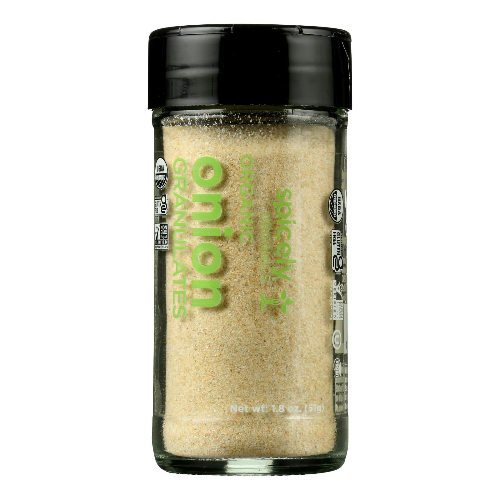 Spicely Organic Spices Onion Granulated Glass Jar 1.8 Oz Pack of 3
