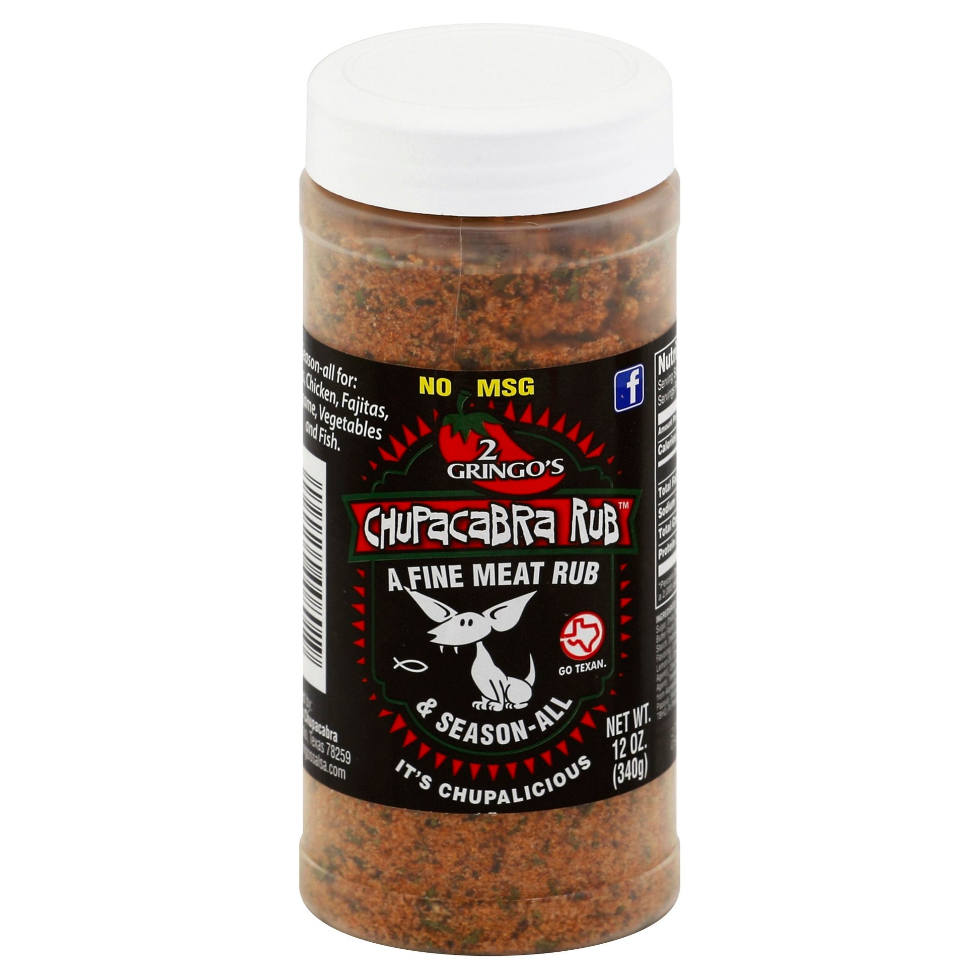 2 Gringos Chupacabra Seasoning No MSG Rub 12 oz (Pack of 6)