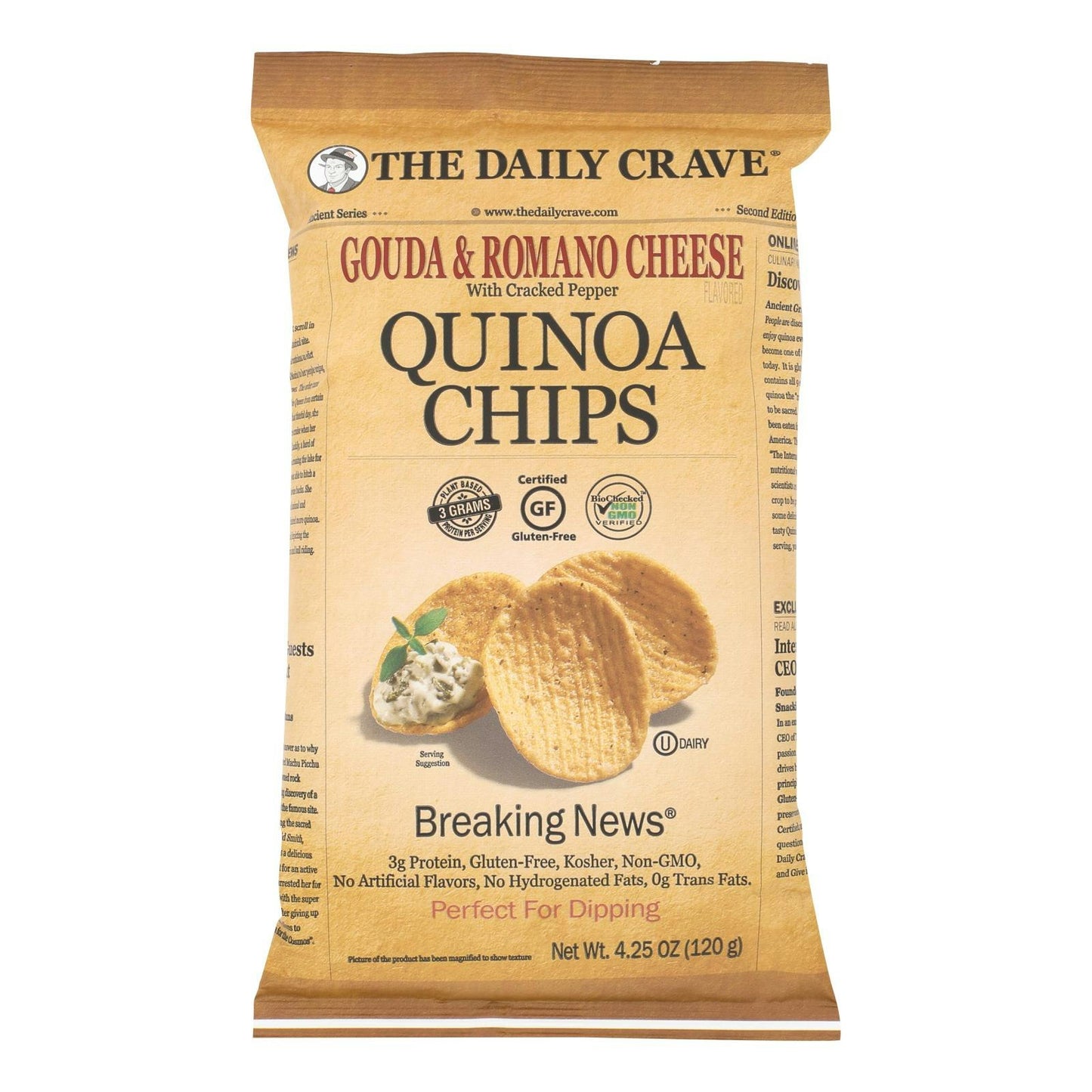 The Daily Crave - Quin Chips Gouda Romaon Pepper 4.25 oz (Pack of 8)