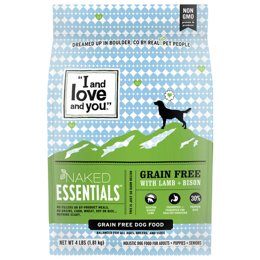 I & Love & You Dog Lamb & Bison Naked Essentials 4 Lb Pack of 4