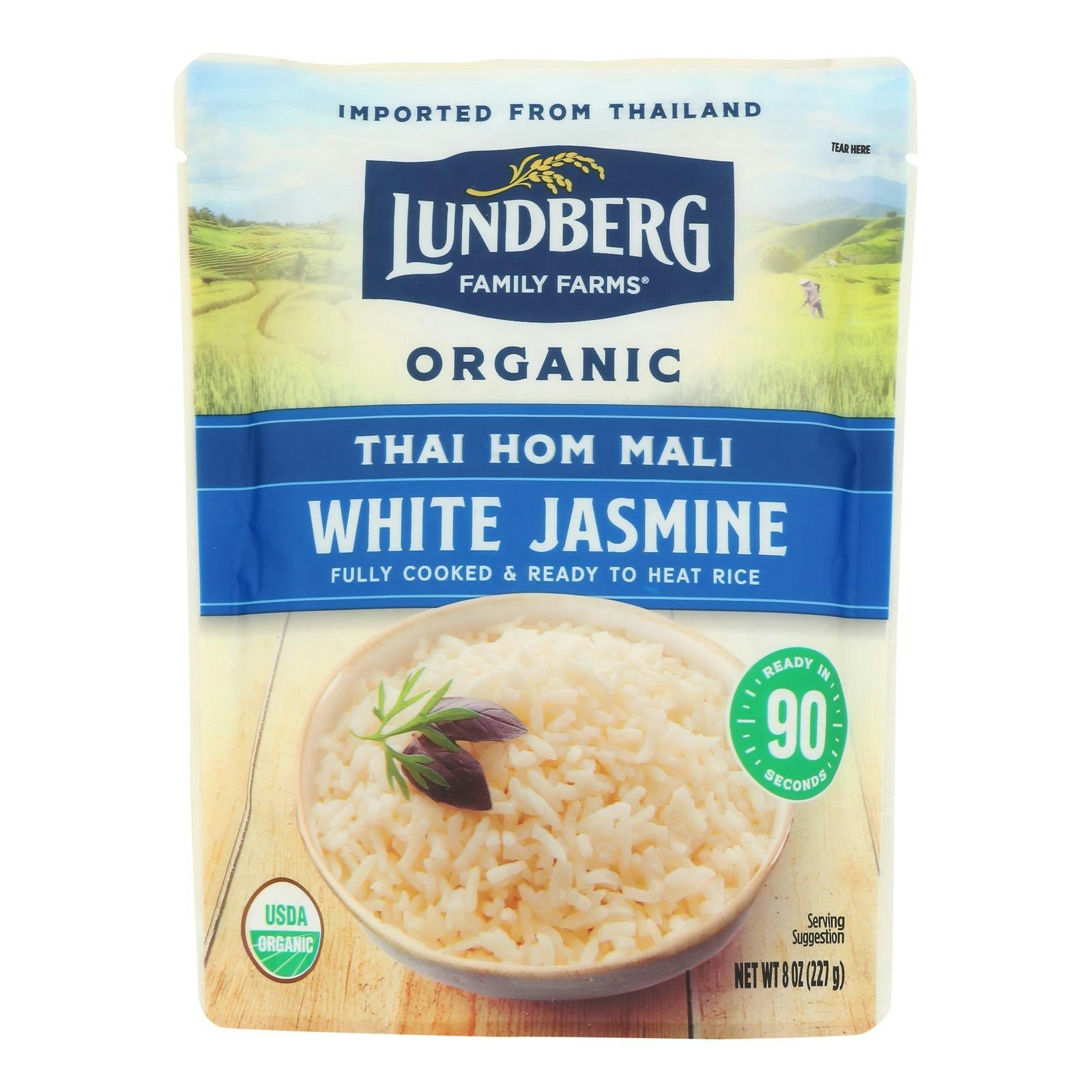 Lundberg Family Farms Organic Thai Rice - White Jasmine 8 oz (Pack of 6)