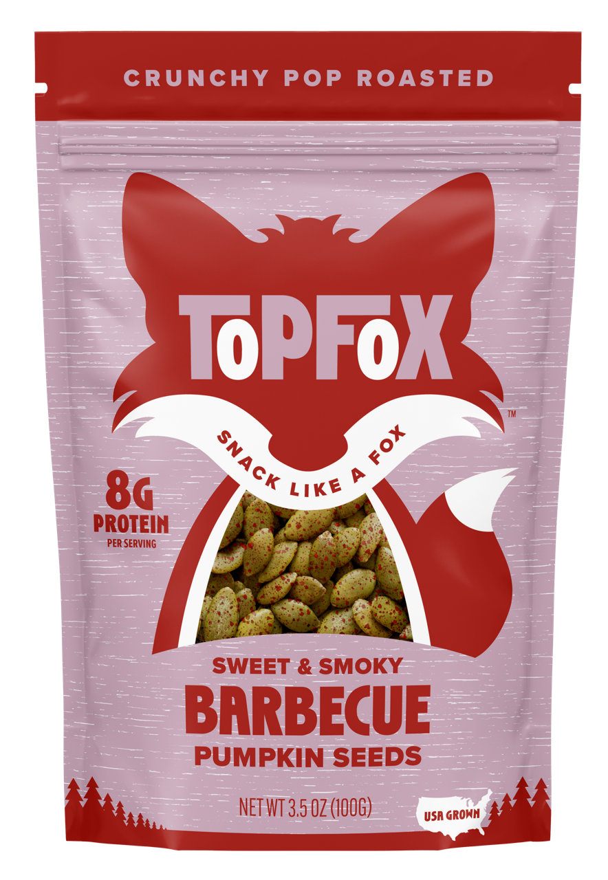 TOP FOX (Pack of 18) Top Fox Pop Rstd Pumpkin Seeds BBQ 3.5 Oz