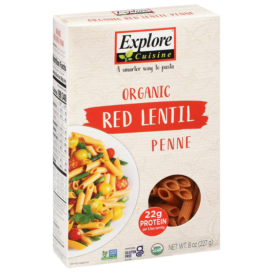 Explore Cuisine Pasta Red Lentil Penne 8 oz (Pack of 6)