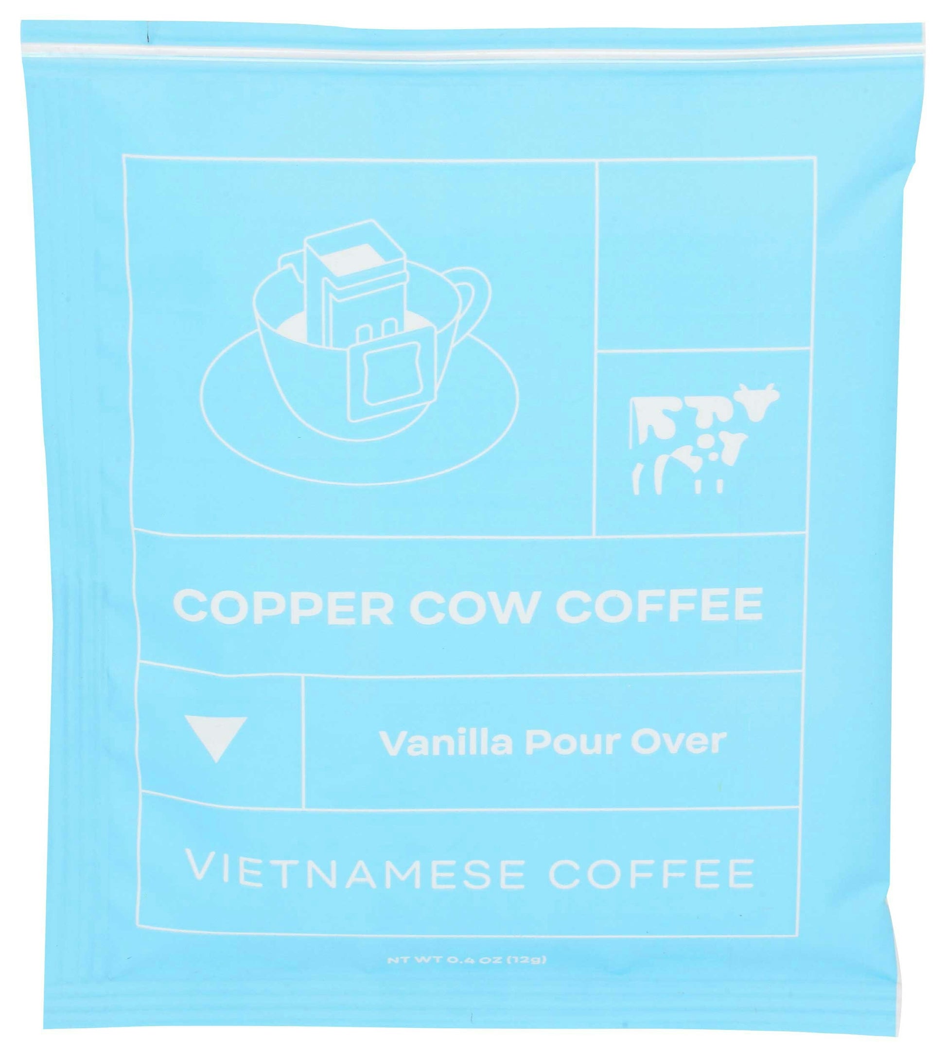 Copper Cow Coffee Vanilla Pour Over Coffee 7.4 Oz Pack of 6