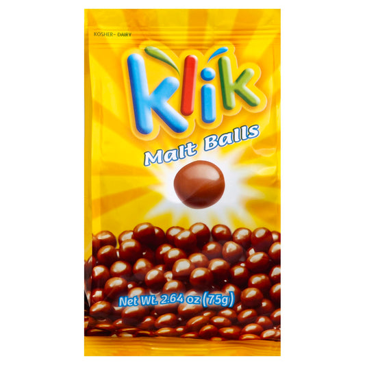 Klik Chocolate Covered Malt Balls - 2.64 Oz (Pack of 12)