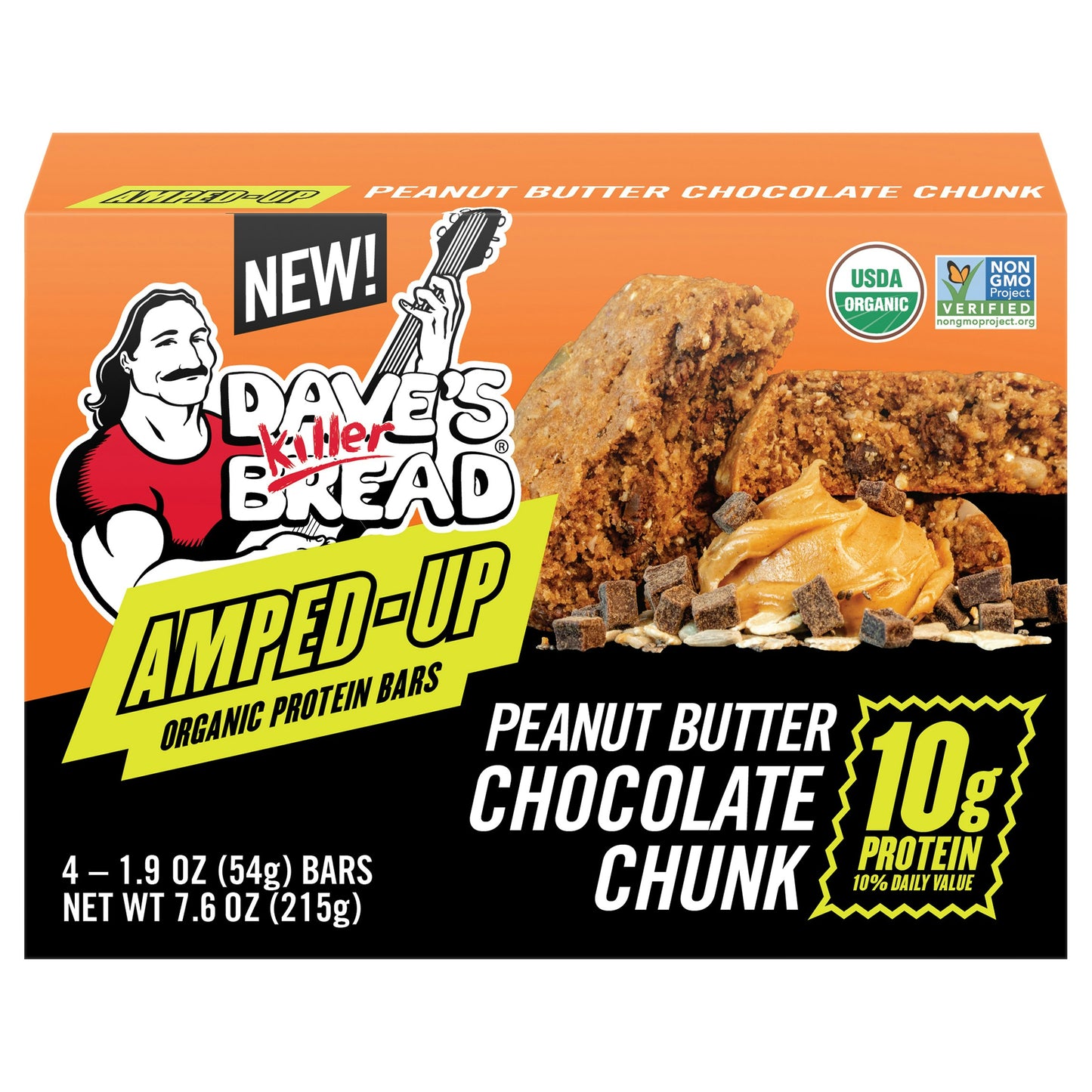 Daves Killer Bread Bar Protein Organic Peanut Buttter Chocolate Chip 7.6 Oz Pack of 6