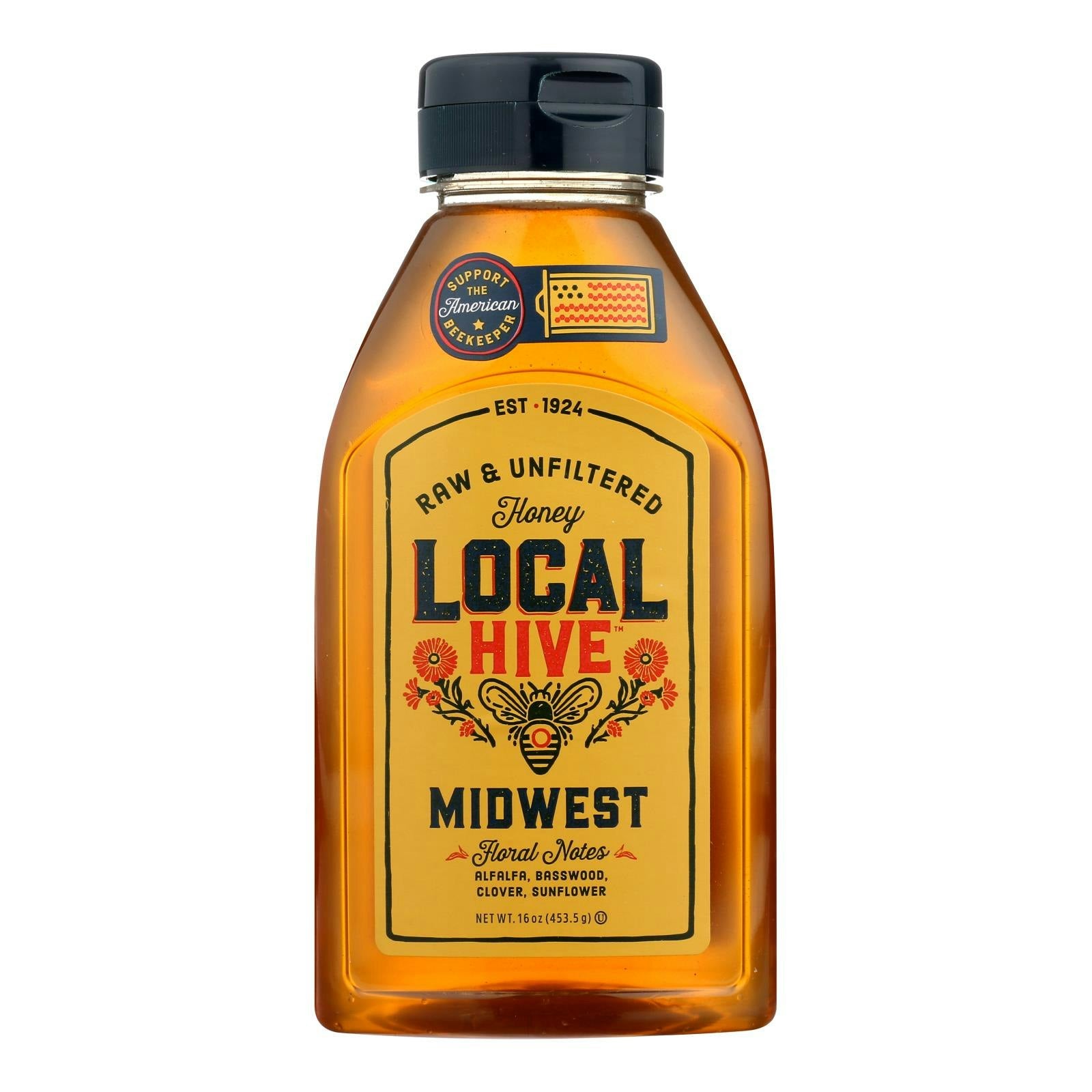 Local Hive Honey Midwest Unfiltered Raw 16 Oz Pack of 6