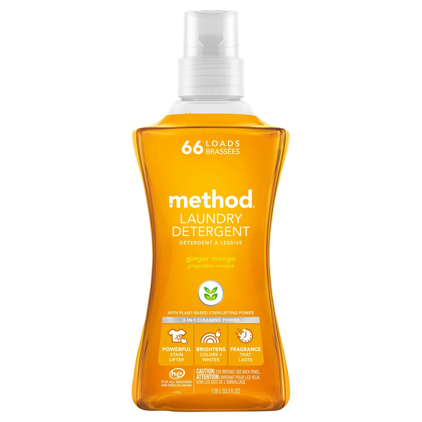 Method Home Care Laundry Detergent Ginger Mango 53.5 Fl Oz (Pack of 4)