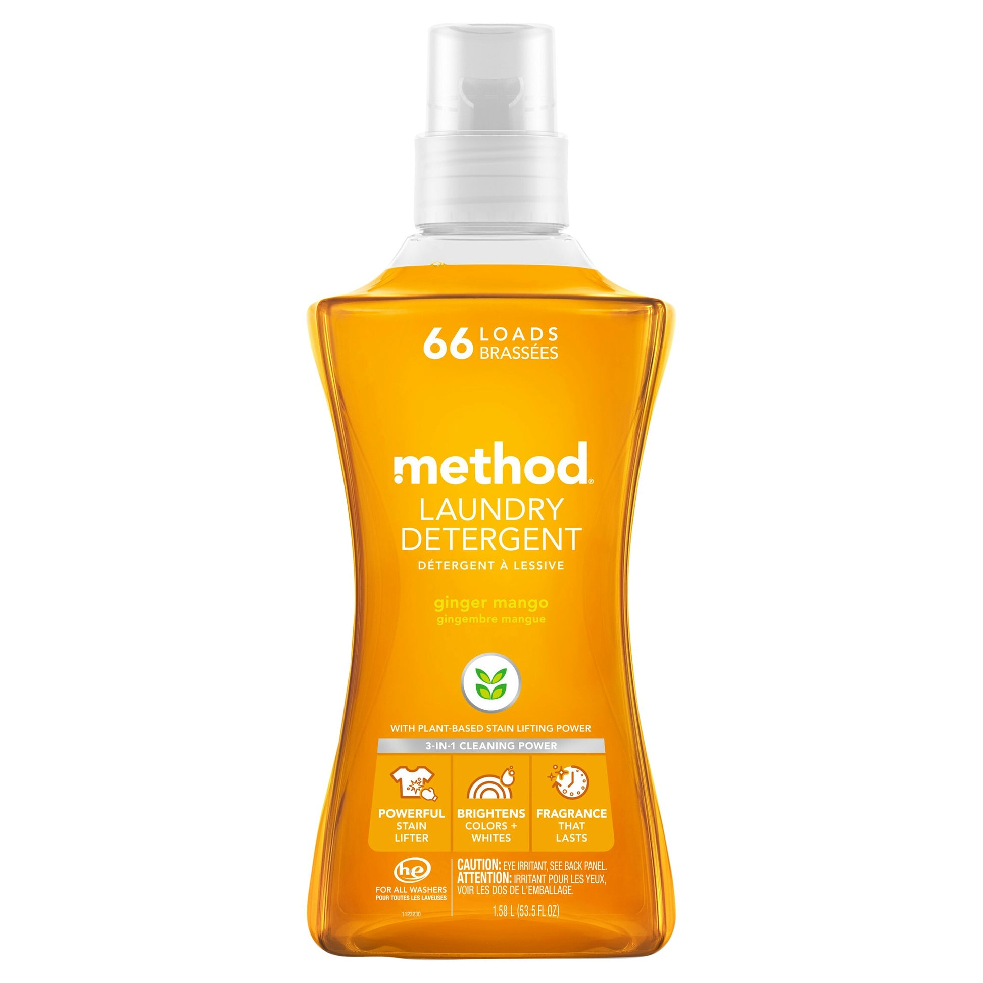 Method Home Care Laundry Detergent Ginger Mango 53.5 Fl Oz (Pack of 4)