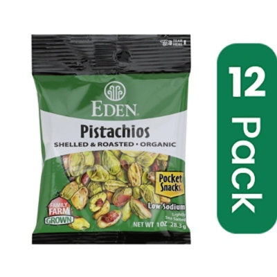 Eden Foods Organic Pocket Snacks - Pistachios - Shelled and Dry Roasted - 1 oz (Pack of 12)