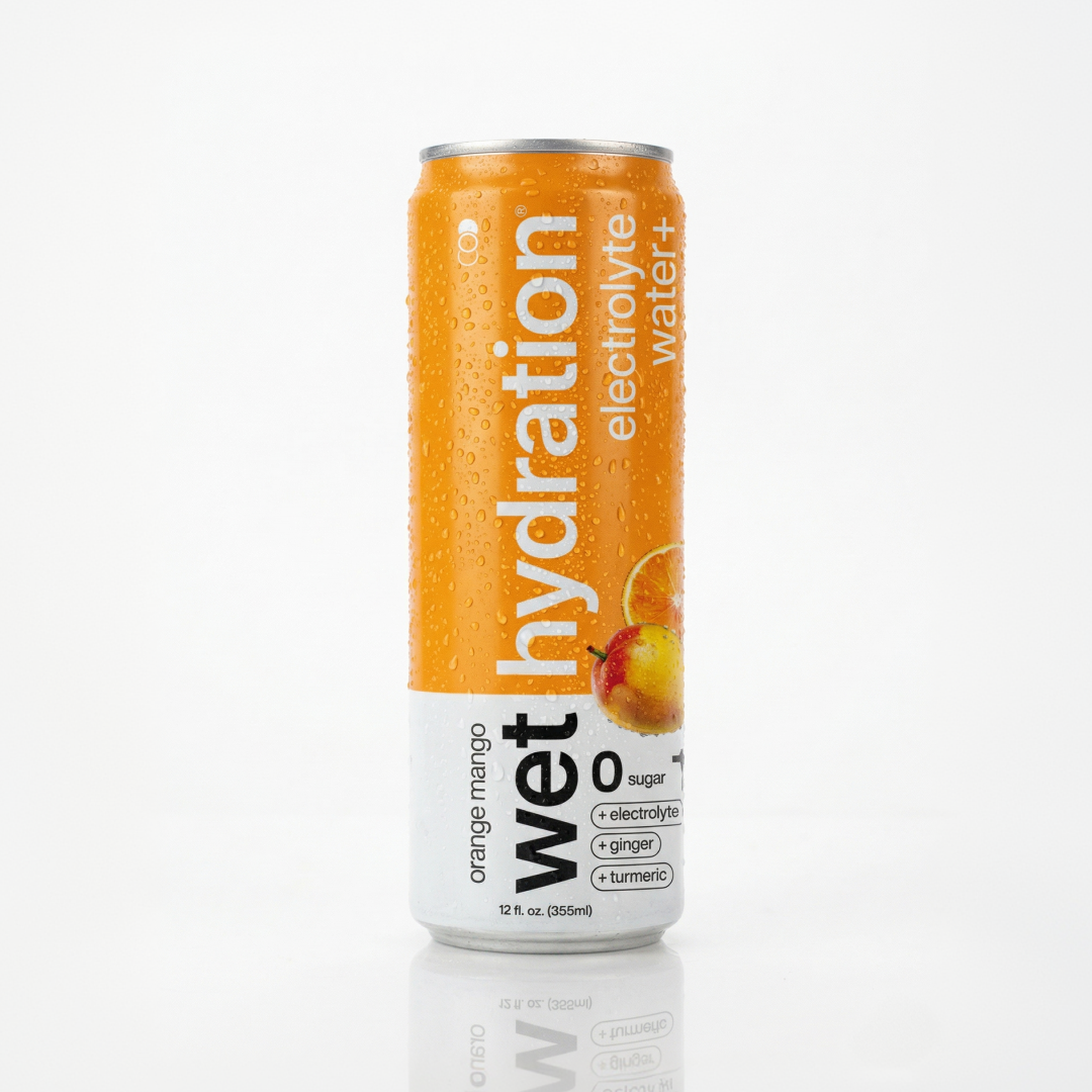 WET HYDRATION (Pack of 24) Wet Hydration Beverage Hydration Orange Mango Turmeric Non 12 Fl Oz
