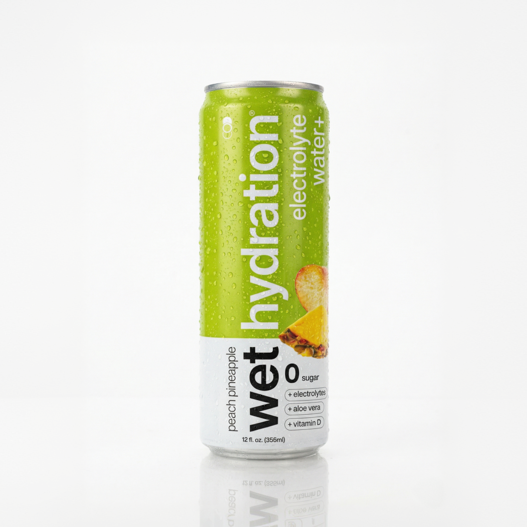 WET HYDRATION (Pack of 24) Wet Hydration Beverage Hydration Peach Pineapple Aloe Non 12 Fl Oz