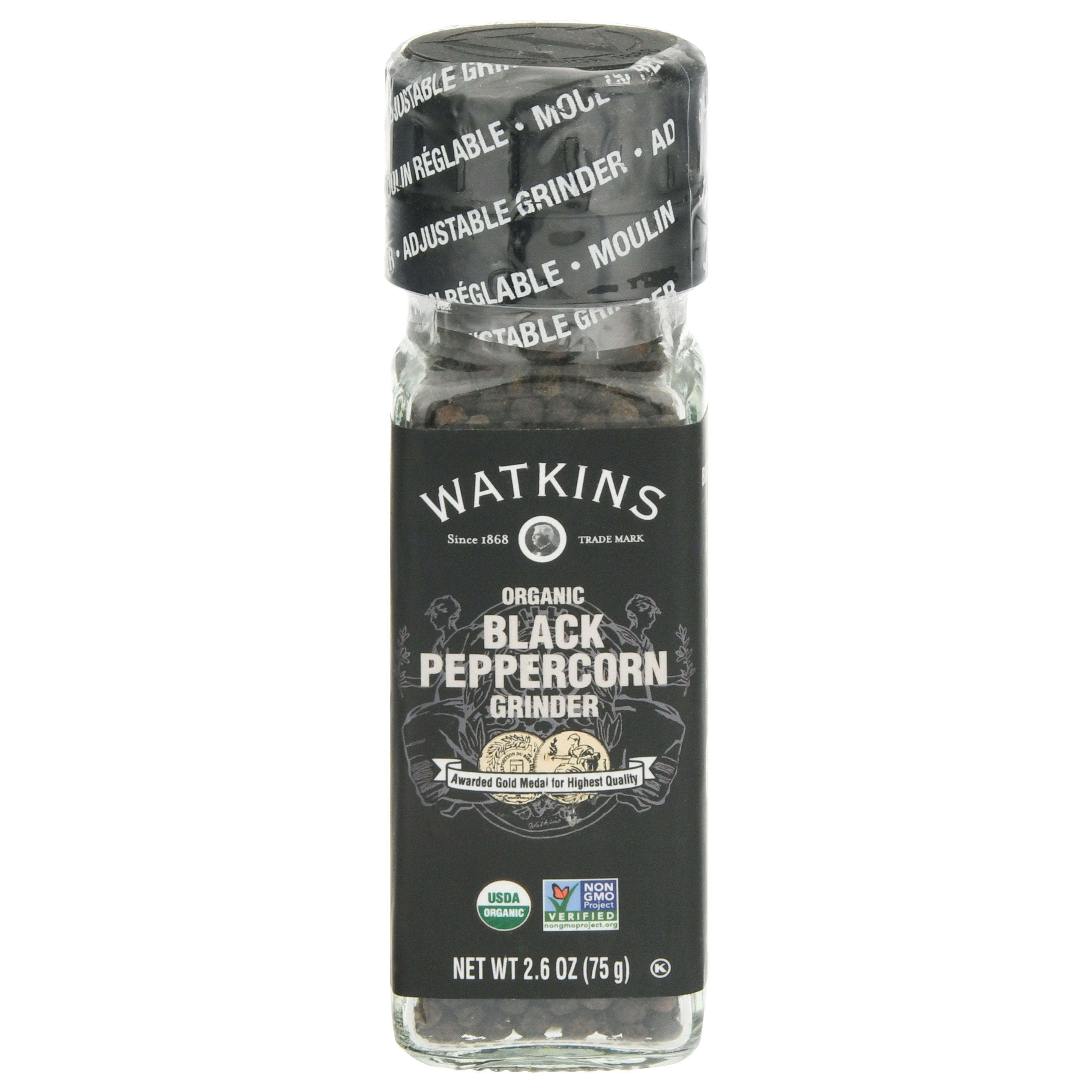 Watkins Peppercorn Black Grinder Organic