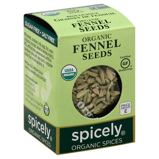 Spicely Organics Spice Fennel Seeds Box 0.3 Oz Pack of 6