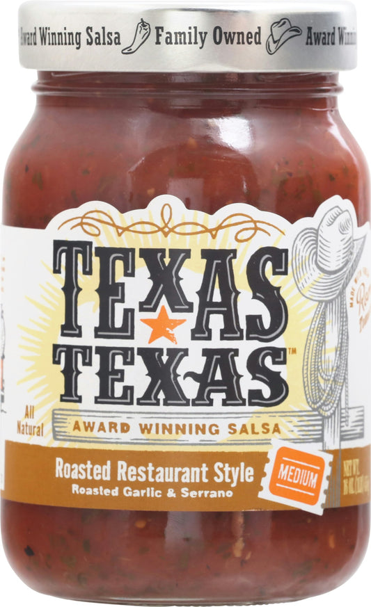 Texas Texas Salsa Medium Roasted Restaurant Style 16 Oz Pack of 6