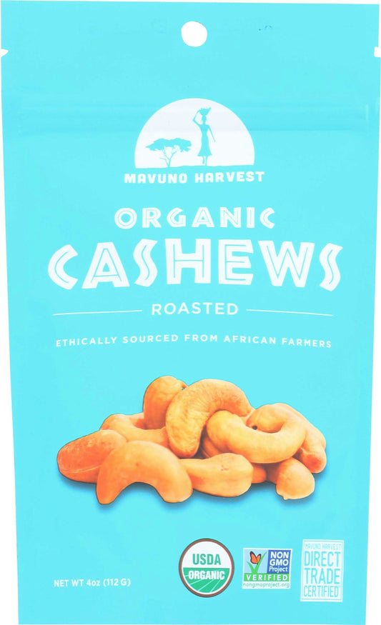 Mavuno Harvest Organic Roasted Cashew Nut 4 Oz Pack of 6