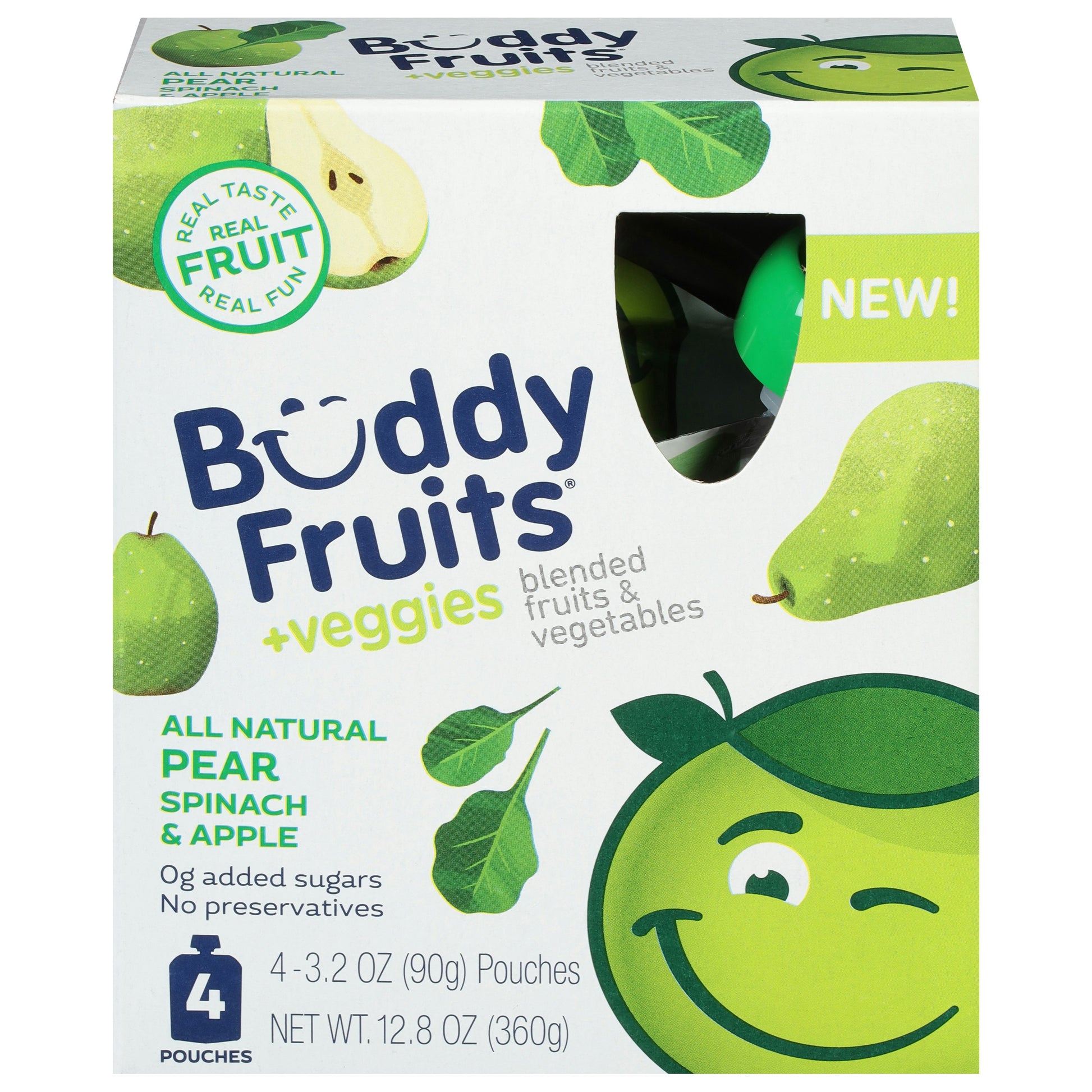 Buddy Fruits Fruit Pouch Spinach Pear 4 Pack 12.8 oz (Pack of 6)