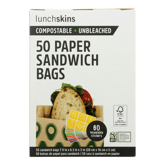Lunchskins - Sandwich Bag Paper Avocado 50 Count (Pack of 12)