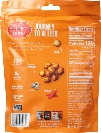 Saffron Road Crunchy Chickpeas Halal Buffalo Medium Heat - 6 oz (Pack of 6)