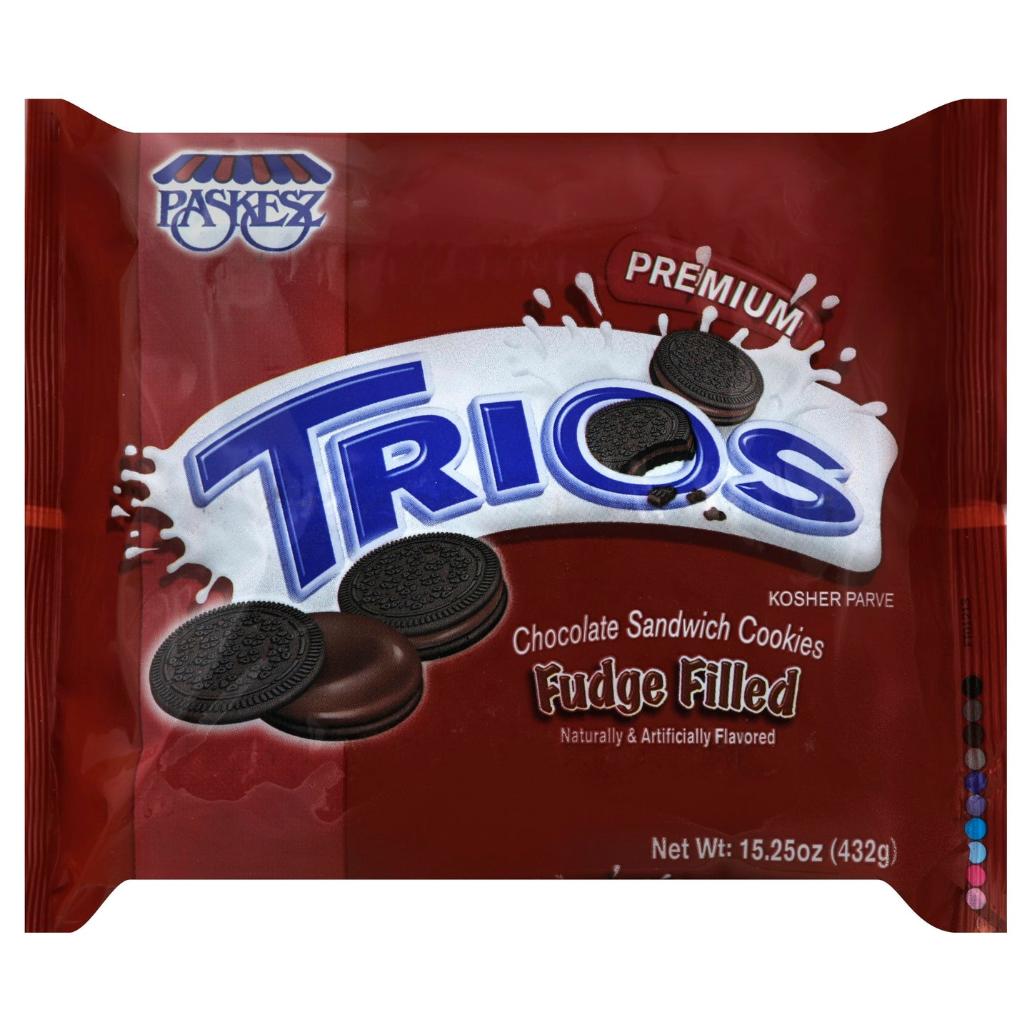 Paskesz Cookies Trios Fudge Flled OREO - 15.25 Oz (Pack of 12)