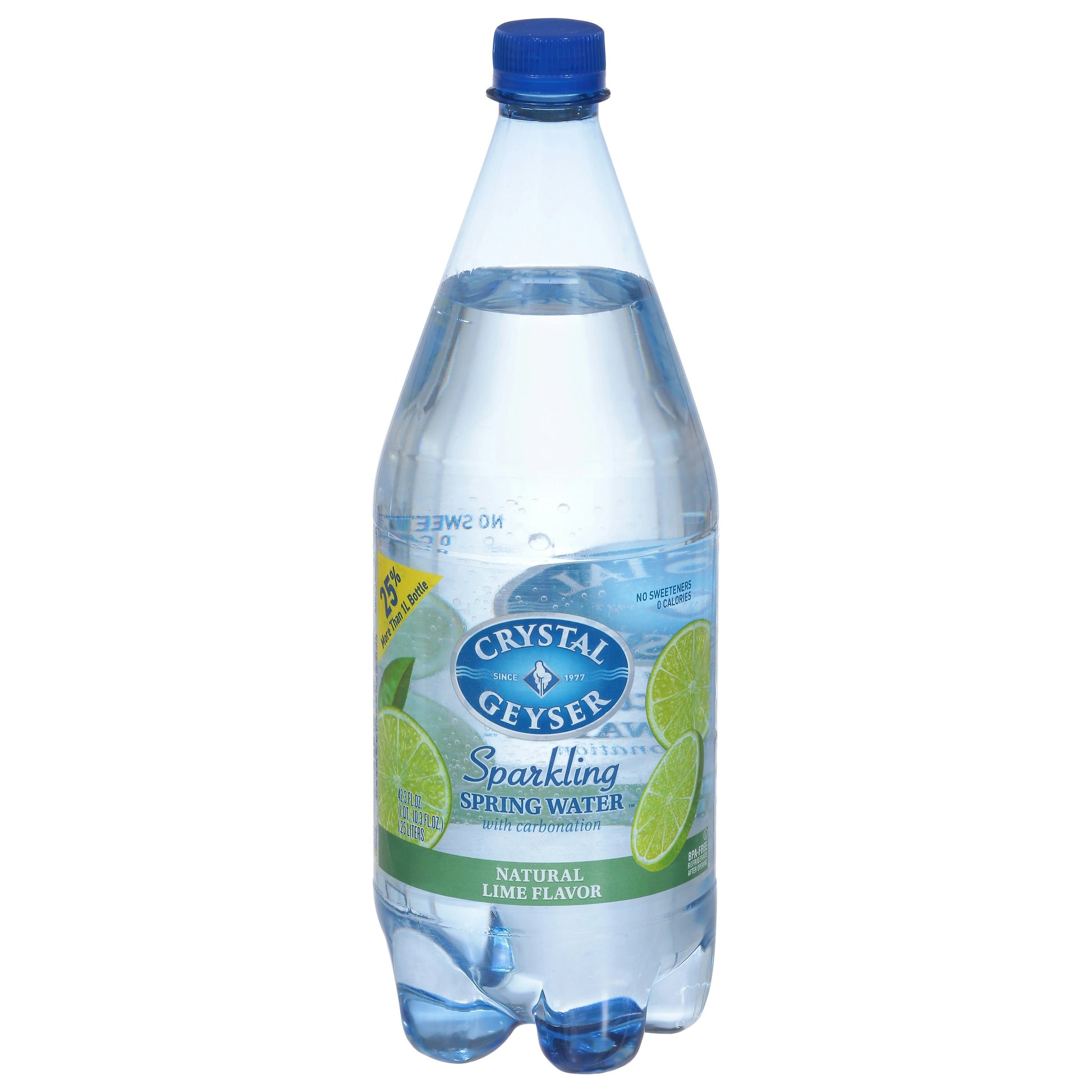 Crystal Geyser Mineral Water Sparkling Natural Lime Flavor Bonus 1.25 Lt Pack of 12