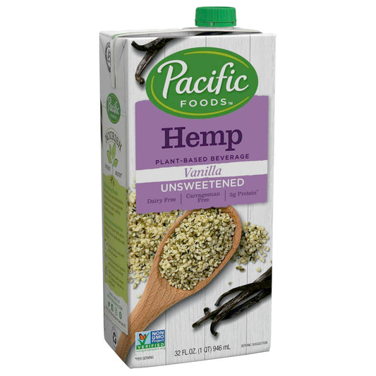 Pacific Foods Hemp Milk Unsweetened Vanilla 32 Fo Pack of 12