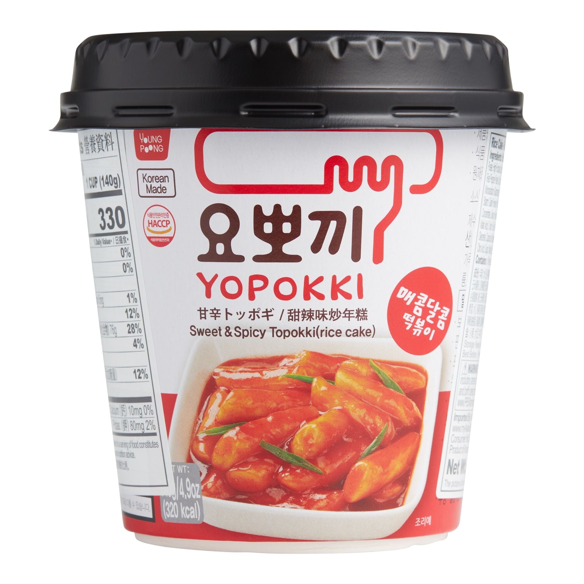 YOPOKKI (Pack of 18) Yopokki Topokki Sweet and Spicy Cup Natural Entree Prepared 4.93 Oz