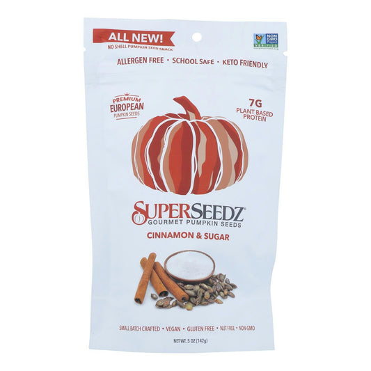 Superseedz Gourmet Pumpkin Seeds - Cinnamon and Sugar 5 oz (Pack of 6)