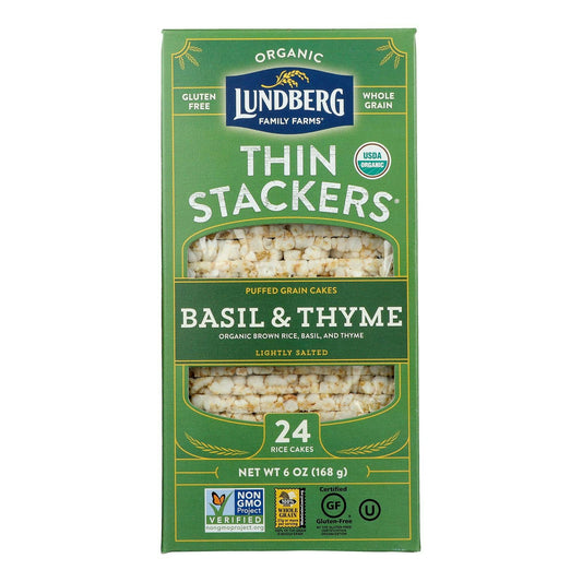 Lundberg Cracker Basil Thyme Thin - 6 oz (Pack of 6)