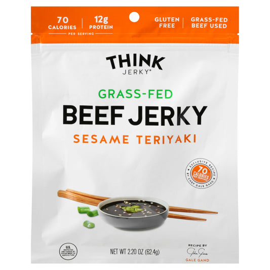 Think Jerky Jerky Beef Sesame Teriyaky 2.2 oz (Pack of 8)