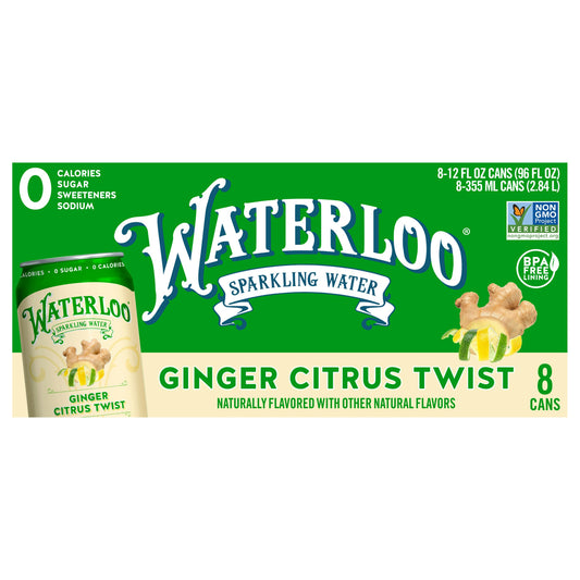 Waterloo Sparkling Water Sparkling Ginger 96 fl oz (Pack of 3)