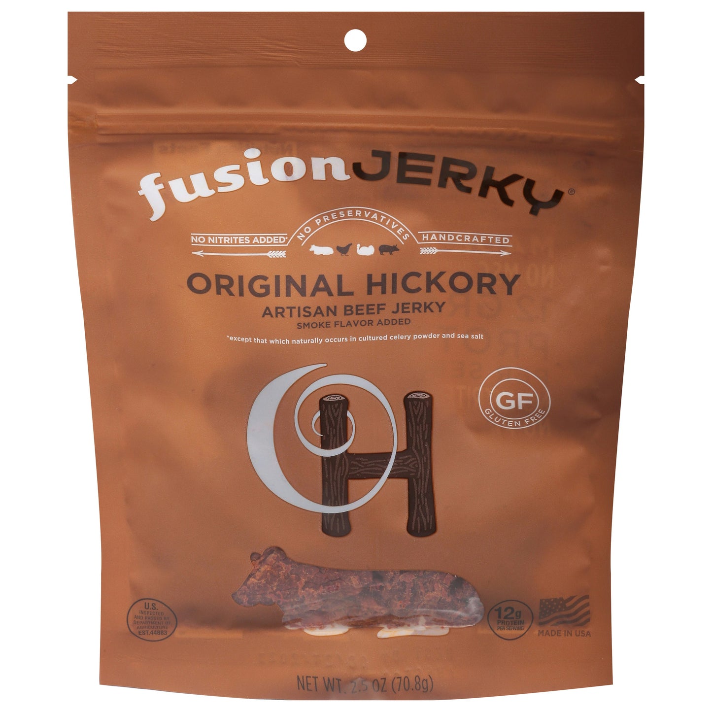 Fusion Jerky Jerky Beef Hickory Original 2.5 Oz Pack of 8