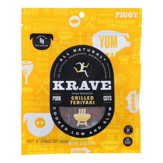 Krave Pork Jerky Grilled Sweet Teriyaki 2.7 Oz Pack of 8