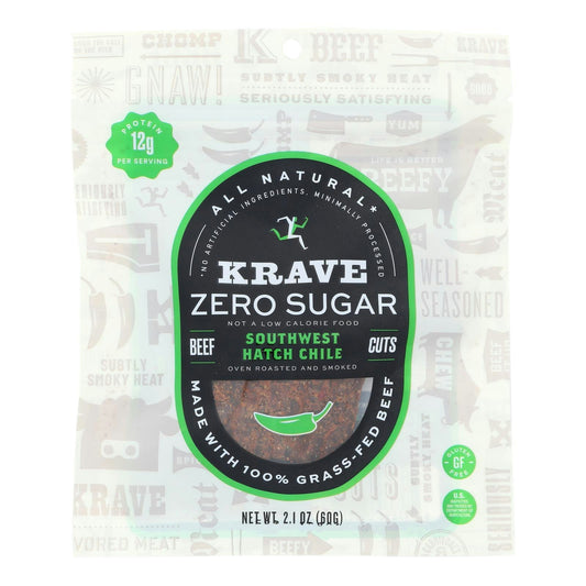 Krave - Beef Jerky Sugar Free Swest Hatch 2.1 oz (Pack of 8)