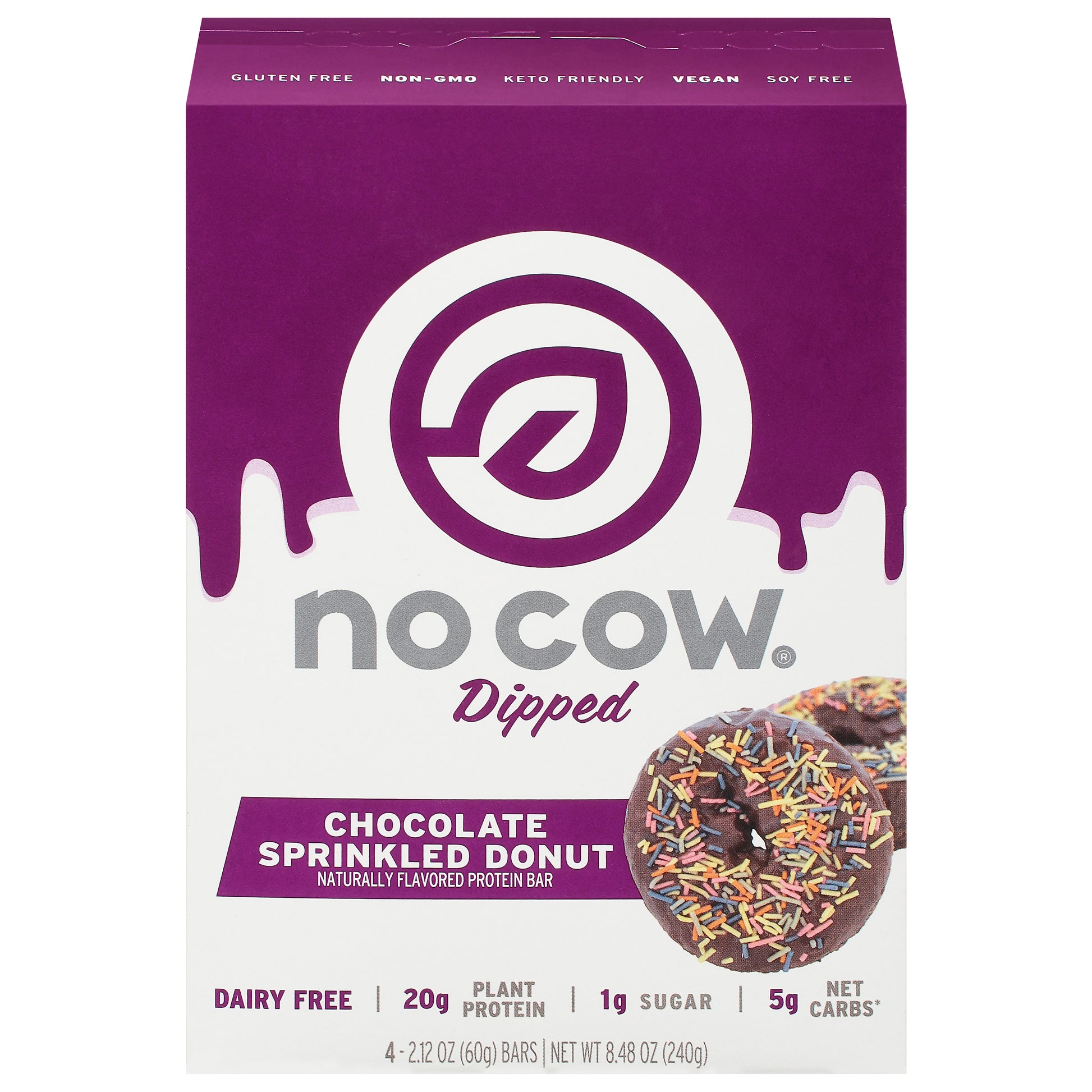 No Cow Bar Chocolate Sprinkle Donut 8.48 Oz (Pack Of 6)