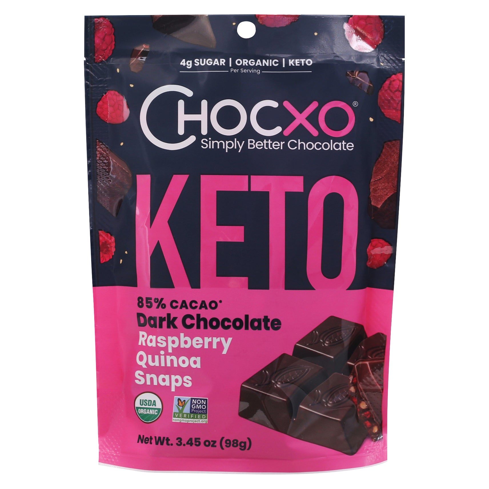Chocxo Snap Chocolate Raspberry Quinoa