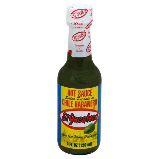 El Yucateco Chile Habanero Green Hot Sauce 4 Oz Pack of 12