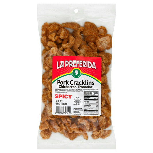 La Preferida Pork Cracklins Spicy 5 oz (Pack of 15)