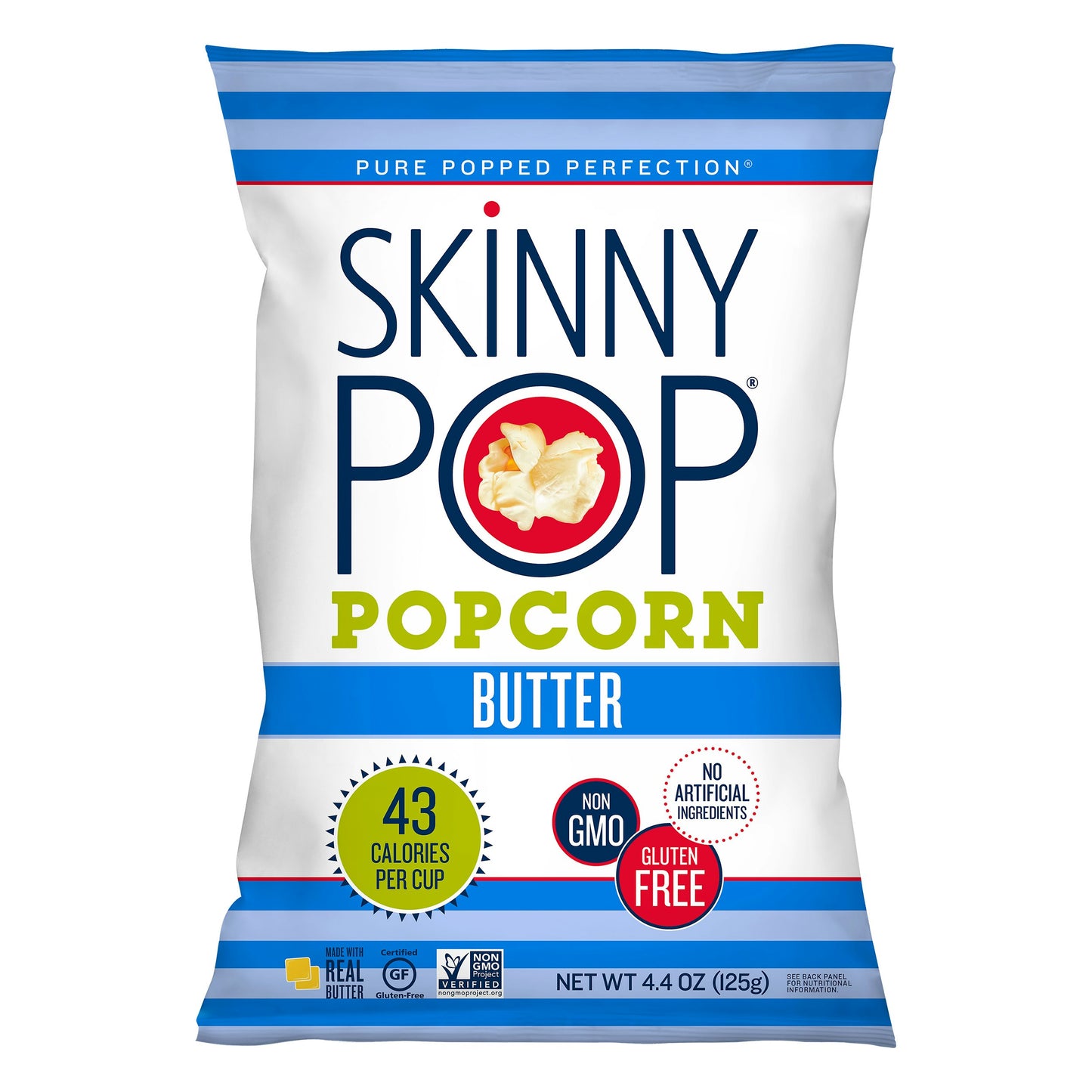 Skinny Pop Popcorn Butter RTE 4.4 oz (Pack of 12)