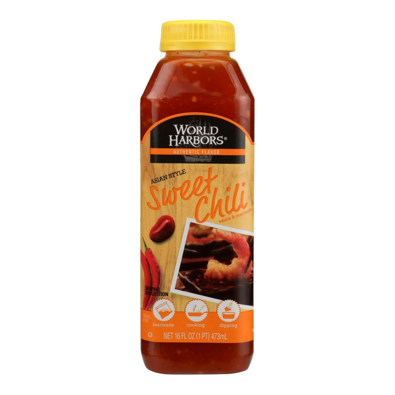 World Harbors Sauce & Marinade Asian Style Sweet Chili Medium Heat - 16 Fl. oz (Pack of 6)