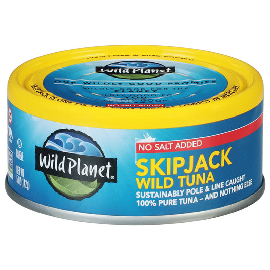 Wild Planet Wild Skipjack Light Tuna - No Salt Added - Case of 12 - 5 oz.