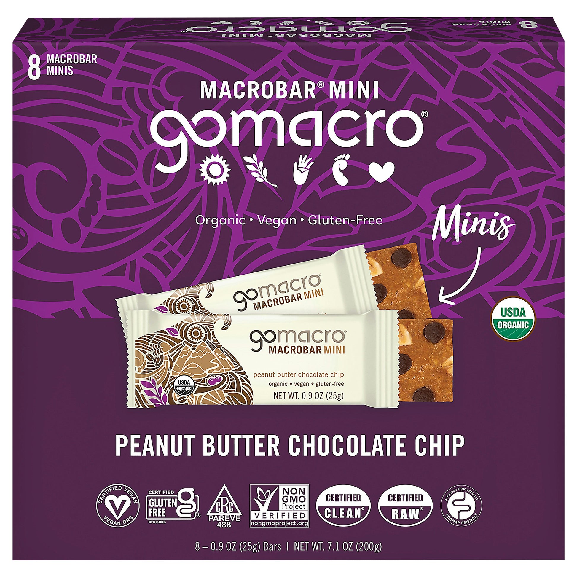 Go Macro 8Count Mini Pb Choc Chip Bar 7.2 Oz Pack of 7